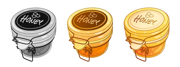 Vector honey jar set