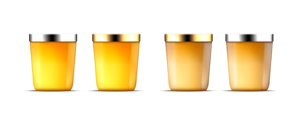 Vector honing glazen pot met gouden en zilveren schroefdop