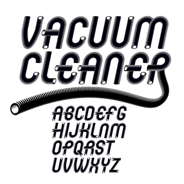 Vector hoofdletters moderne Alfabetletters instellen. Trendy cursief lettertype, typoscript voor gebruik bij het maken van logo's. Gemaakt met behulp van stofzuiger pijpleiding ontwerp.
