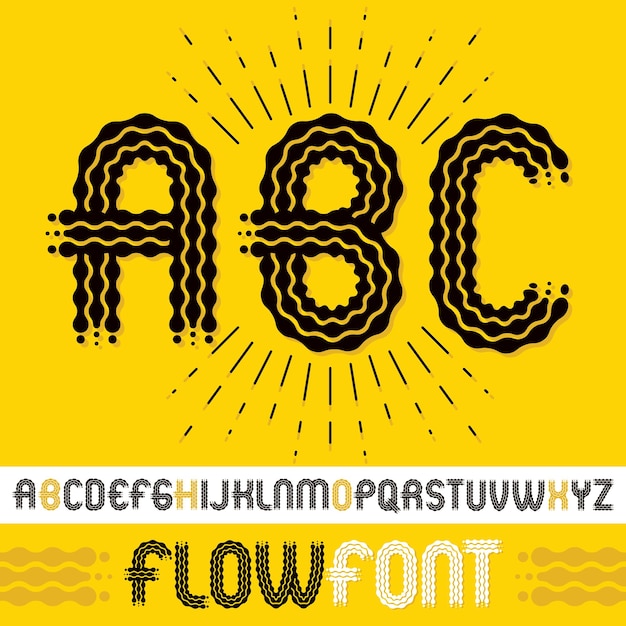 Vector hoofdletters moderne pop Alfabetletters, abc set. Afgerond vet retro-lettertype, typoscript kan worden gebruikt bij het maken van kunst. Gemaakt met vloeiende lijnen.