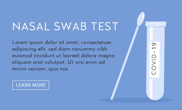 vector horizontal banner template for nasal swab laboratory analysis. covid-19 pcr test. vector
