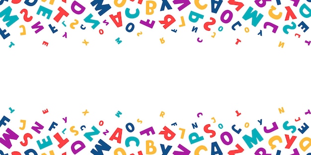 vector horizontal banner with bright colorful  letters fly on white background with place for text