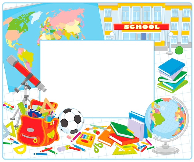 Cute First Day School Frame Multicolored Stock Vector (Royalty Free)  302685935