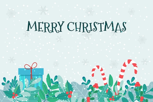 Vector horizontal Christmas banner template with plants