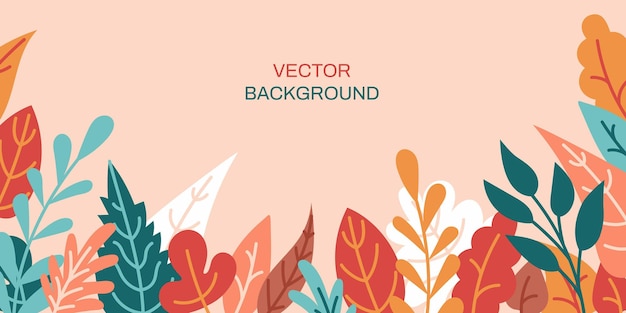 Vector horizontale abstracte achtergrond met kleurrijke herfstbladeren heldere levendige banner poster