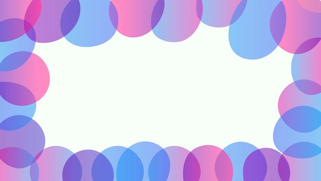 Vector horizontale sjabloon Frame samengesteld uit vrije vorm transparante gradiënt cirkels Cartoon digitale blauwe en paarse bubbels op de grens