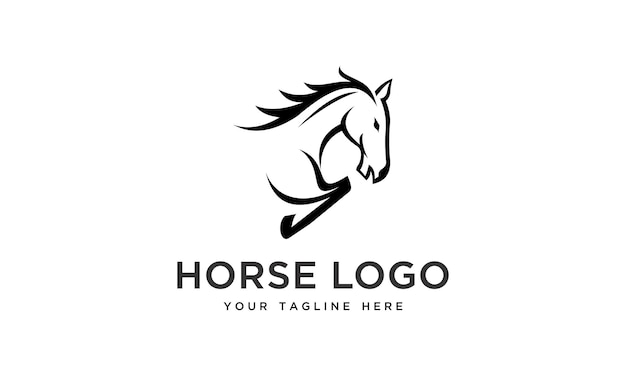 vector horse head line art logo template