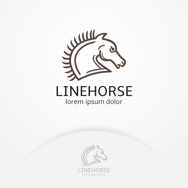 Vector horse logo template in trendy hipster linear style