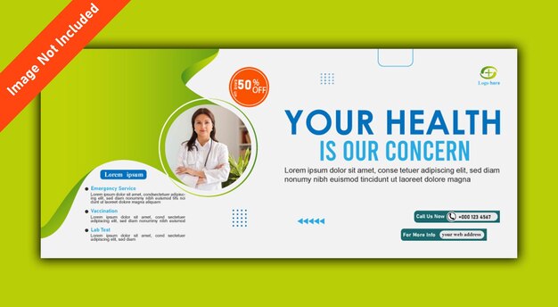 Vector hospital care face book cover template