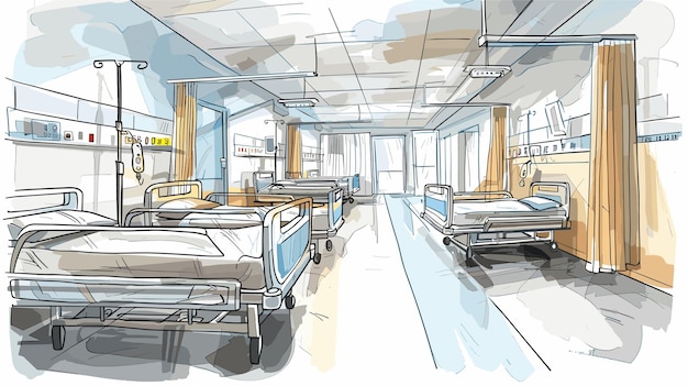 vector hospital ward on white background Generative AI