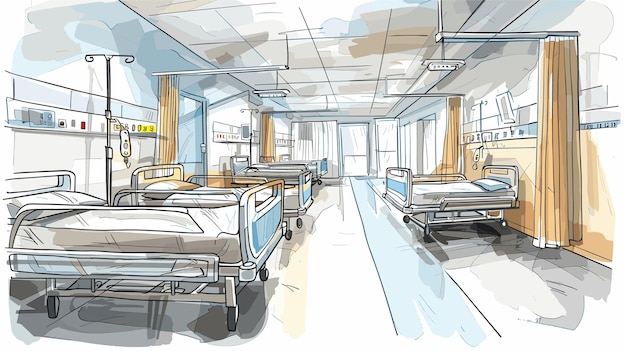 Vector hospital ward on white background generative ai