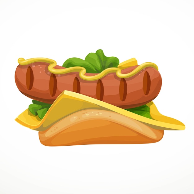 Vector hot dog with mustard isolated on a white background