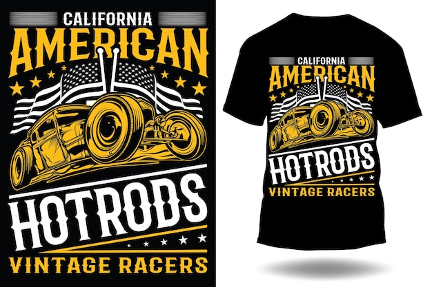 ベクター ホットロッド カリフォルニア ヴィンテージレーサー ホットロッド Tシャツ デザイン ベクター