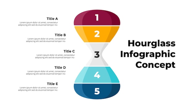 Vector hourglass hourglassInfographic Presentation slide template Step by step to success 5 options