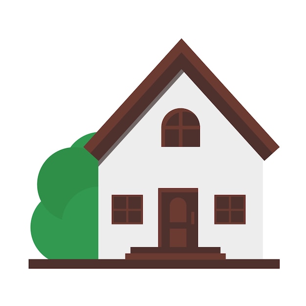 Vector house flat design brown color. Simple house vector illustration isolated on white