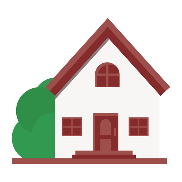 Vector house flat design brown color. Simple house vector illustration isolated on white