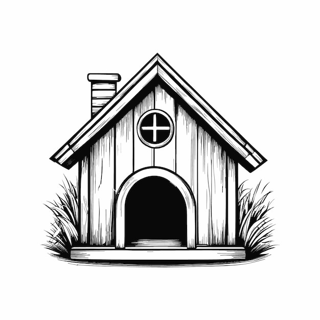 Vector house hand drawn in doodle style illustration