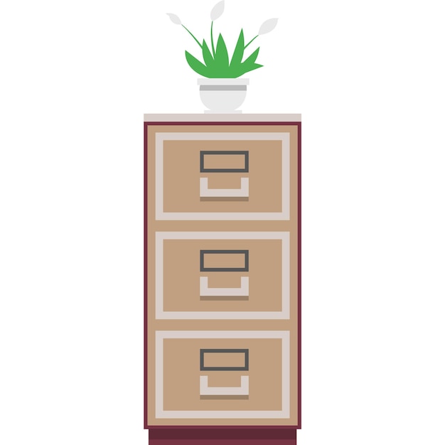 Vector vector house home design icon room interior chest of drawers with plant pot flat furniture for office isolated on white background