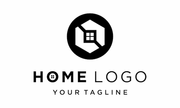 vector house round shape with window roof for real estate house building logo design