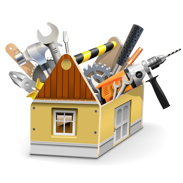 Vector house toolbox isolated on white background