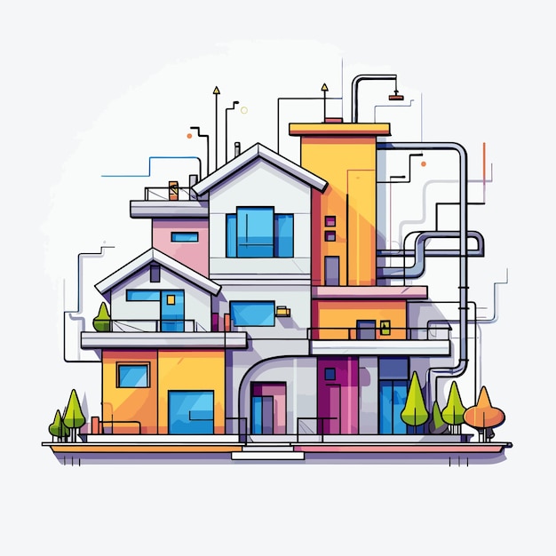 Vector of a house with pipes coming out of it vector icon