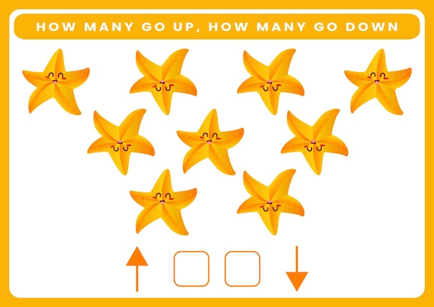 Vector how many go up how many go down worksheet for kids