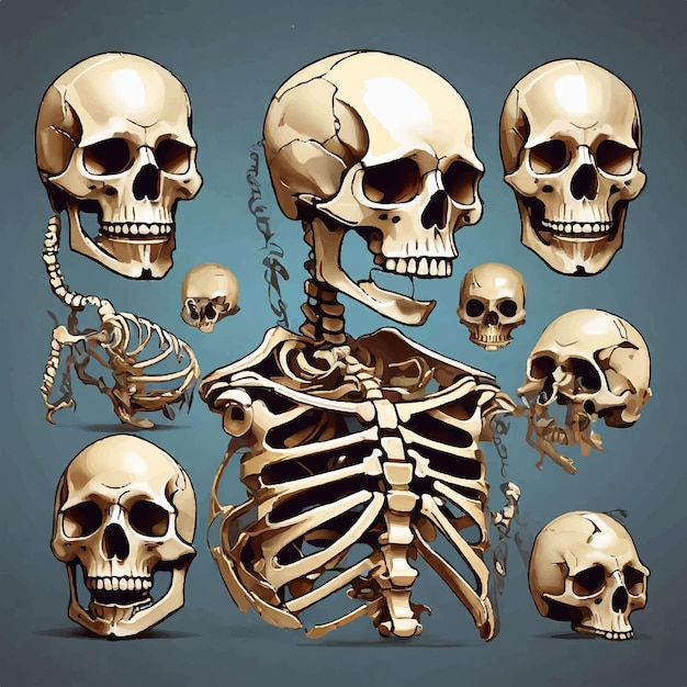 Vector vector human bones skeleton set