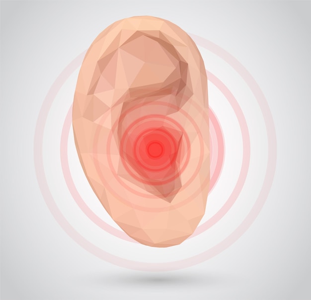 벡터 인간의 귀입니다. 청력 치료, 치료 및 예방