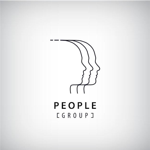 Vector human heads logo. people creative group, teamwork, meeting logotype. communication sign