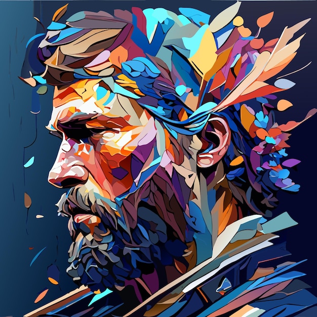 Vector human portrait with color collage