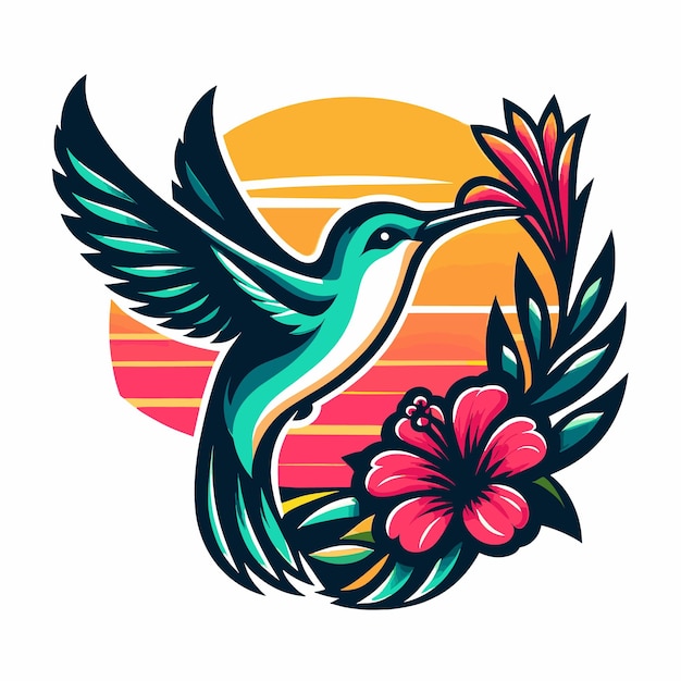 Vector hummingbird logo mascot illustration design Generative Ai