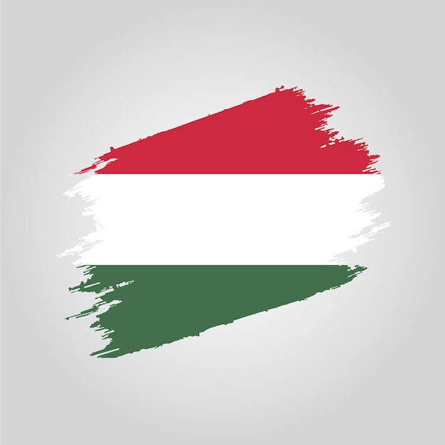 Векторный флаг Венгрии Мазок кистью с гранж-фоновым шаблоном
