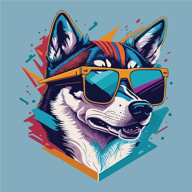 Vector husky artwork of design flat illustration