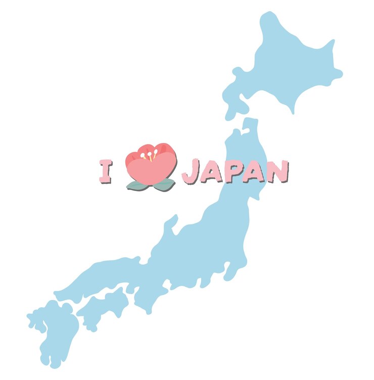地図イラストと日本が大好きのベクトル