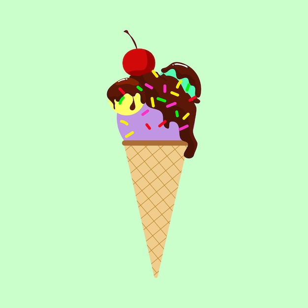 Vector vector ice cream in different flavors isolated illustrations chocolate toppings
