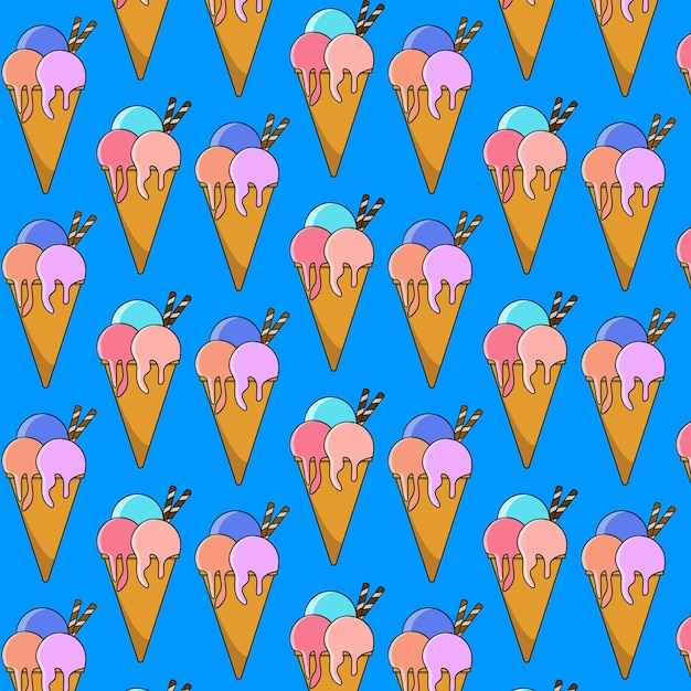 Vector ice cream pattern background