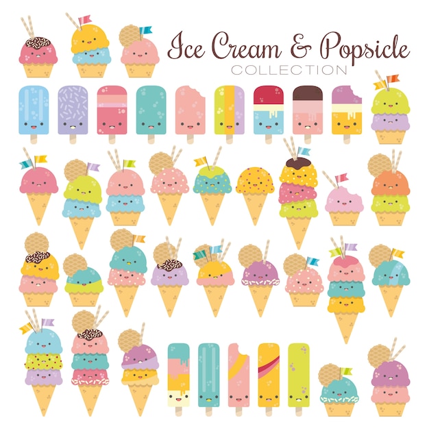 Vector Ice Cream And Popsicle Collection