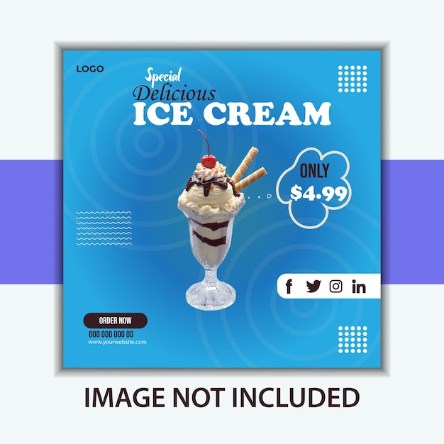 벡터 아이스크림 소셜 미디어 게시물 배너 및 템플릿