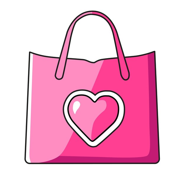 Vector vector icon bag with heart for valentine day flat design element collection for greeting card