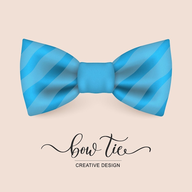 Vector icon of a blue striped bow tie isolated on a white background hipster style