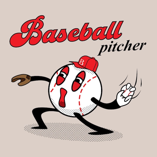 vector icon cartoon baseball pitcher sport