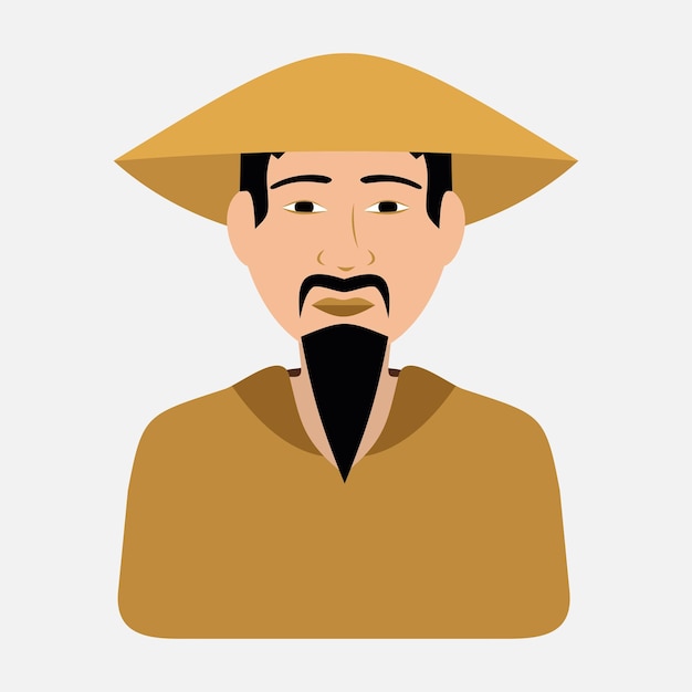 Vector vector icon of chinese man wearing hat1