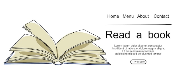 ベクトル アイコンのコンセプトです。私は読書が好きです。連続線画