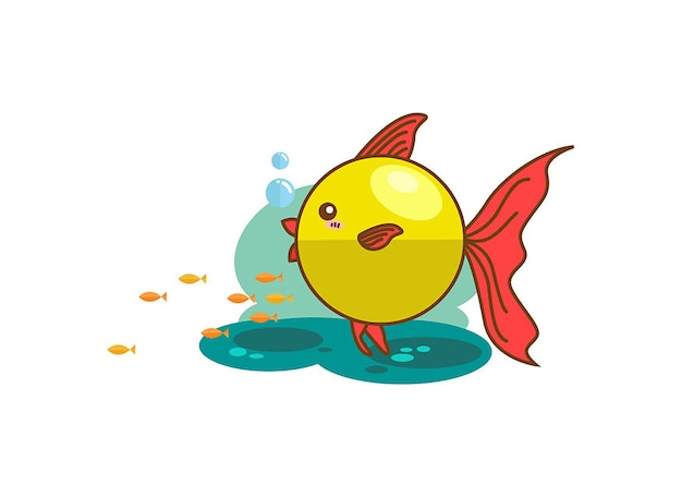 Vector icon of cute smiling cartoon fish