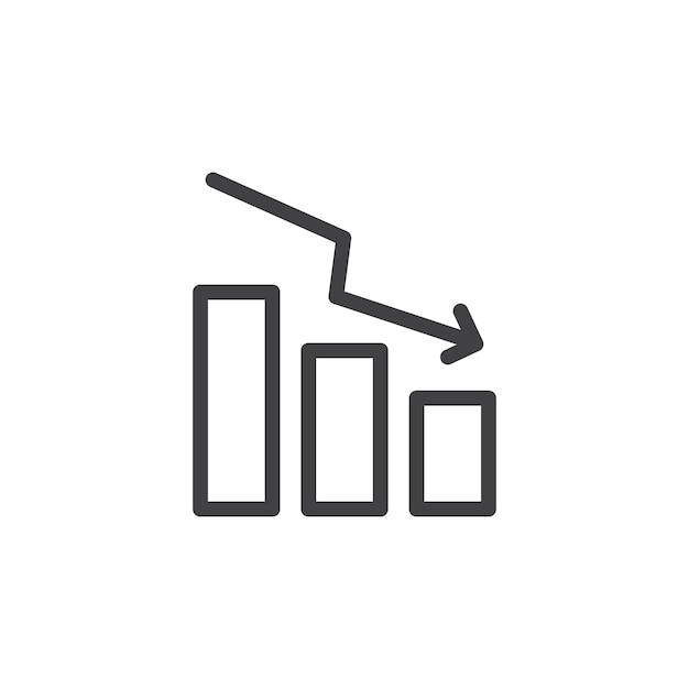 Simbolo del segno della linea del vettore in stile linea di diminuzione dell'icona del vettore
