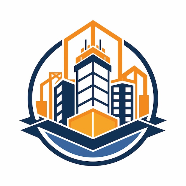 A vector icon displaying the logo for a construction company featuring design elements related to the building industry Construction Building Logo Icon Design Vector