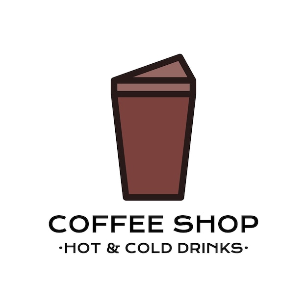 Vector icon of disposable cup and coffee shop text