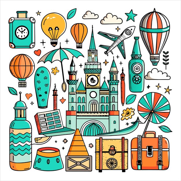 Vector Icon Doodle Set travel Bundle