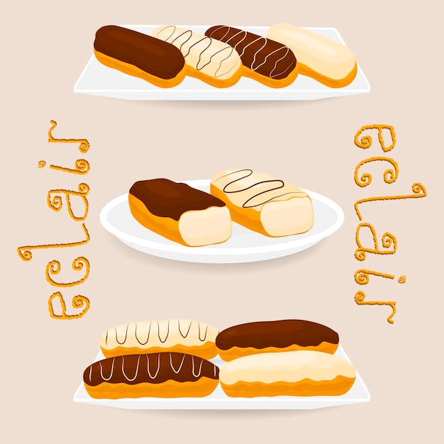 Vector icon illustration logo for cake French eclair