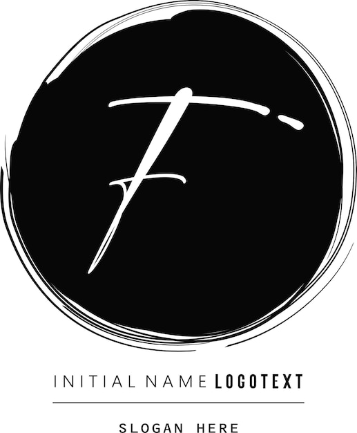 Vettore icona vettoriale della lettera f con tratto di inchiostro disegnato a mano lettere f logo design pennello f lettera logo